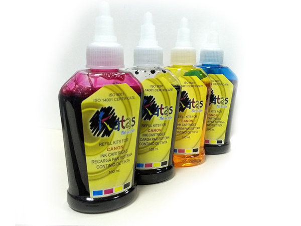   Botellas de  tinta de 100ml colore Black, Cyan, Magenta, Yellow.