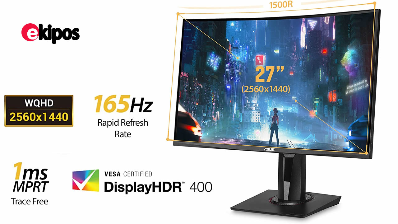 ASUS TUF Gaming VG27WQ - Monitor curvado de 27 pulgadas 