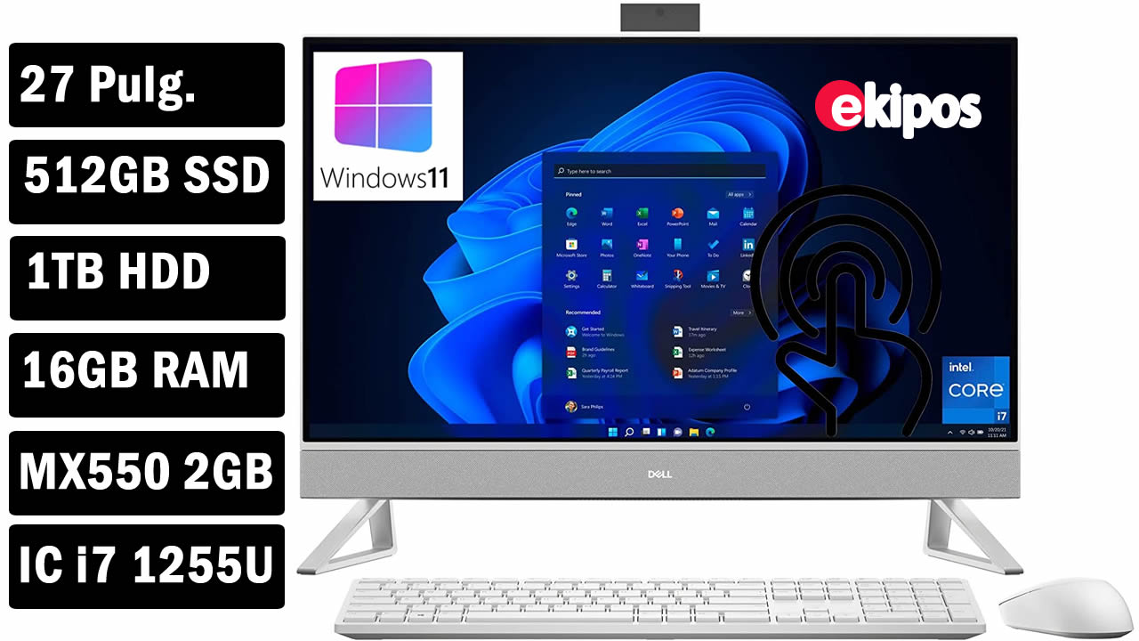 DELL Inspiron 27 7710 AIO Desktop (i7-1255U 4.40Ghz,1TB+512GB SSD,16GB,27