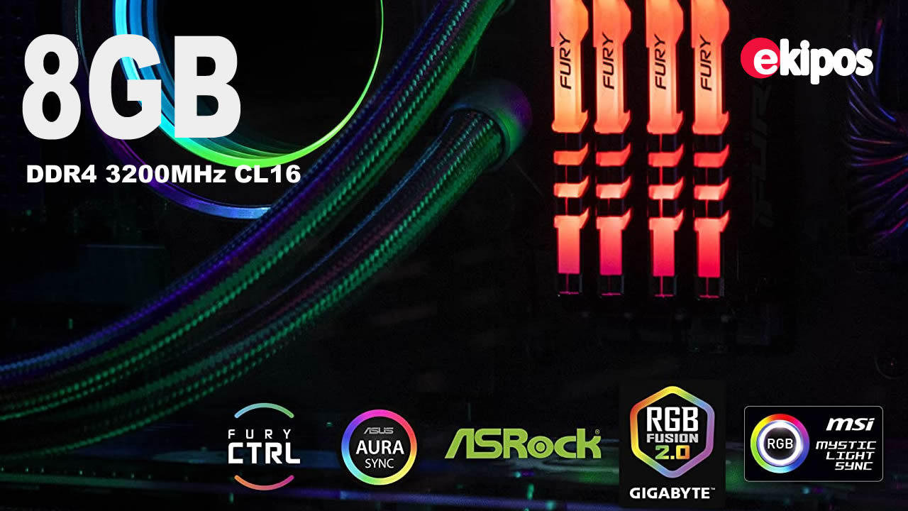KINGSTON DDR4 8GB FURY BEAST 3200 MHz.      