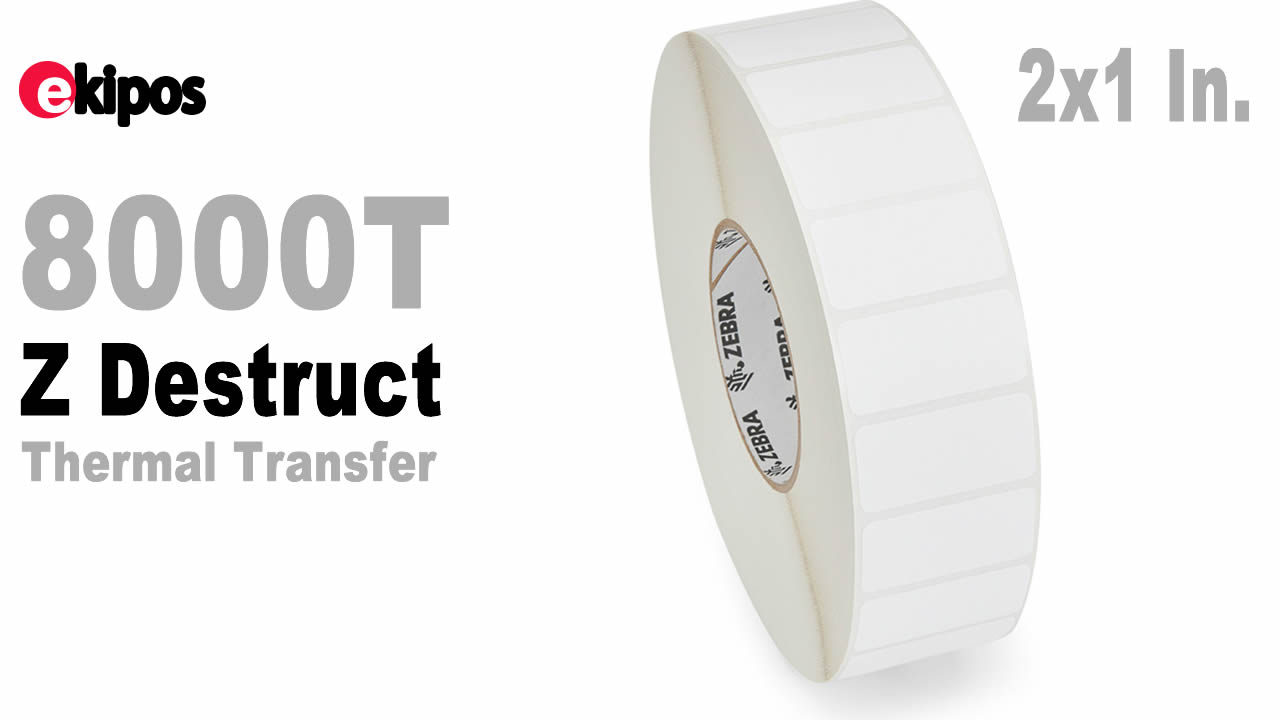 Zebra Z Destruct 8000T 2x1 pulg. Rollo 2370 Unid.           