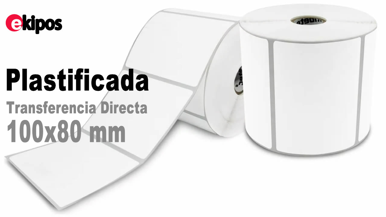 Zebra Rollo de Etiquetas 100x80mm, Plastificada TD  - 2000 unid.      