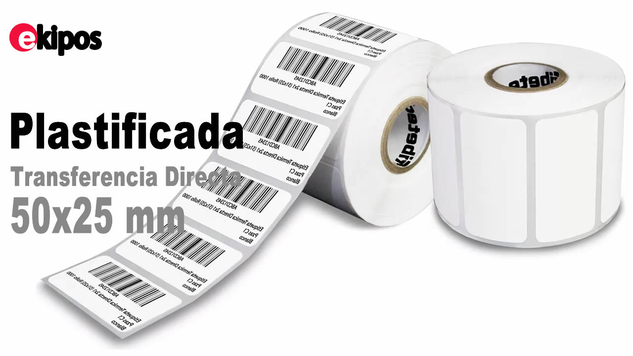 Zebra Rollo de Etiqueta 50x25mm Plastificada TD - 2000 Unid.  