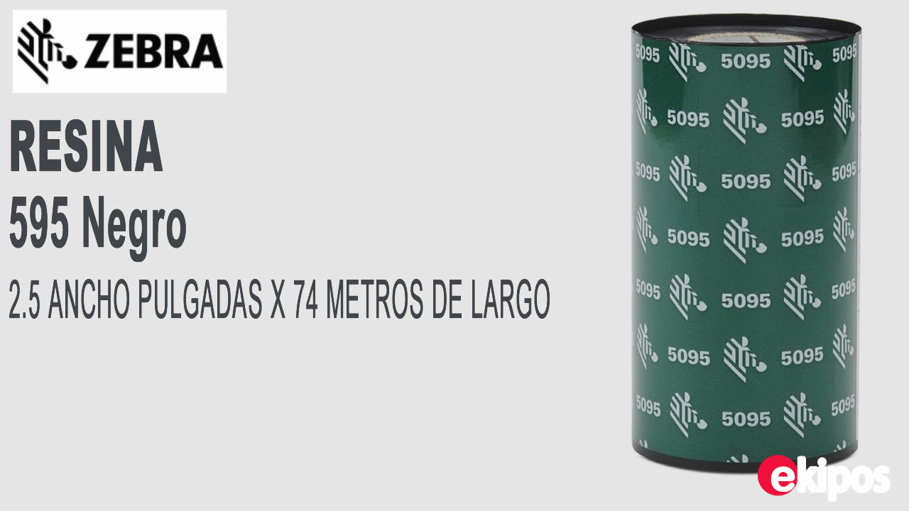 Zebra RIBBON RESINA 2.5 Pulg. (64mm) 74 mts. - Rollo    