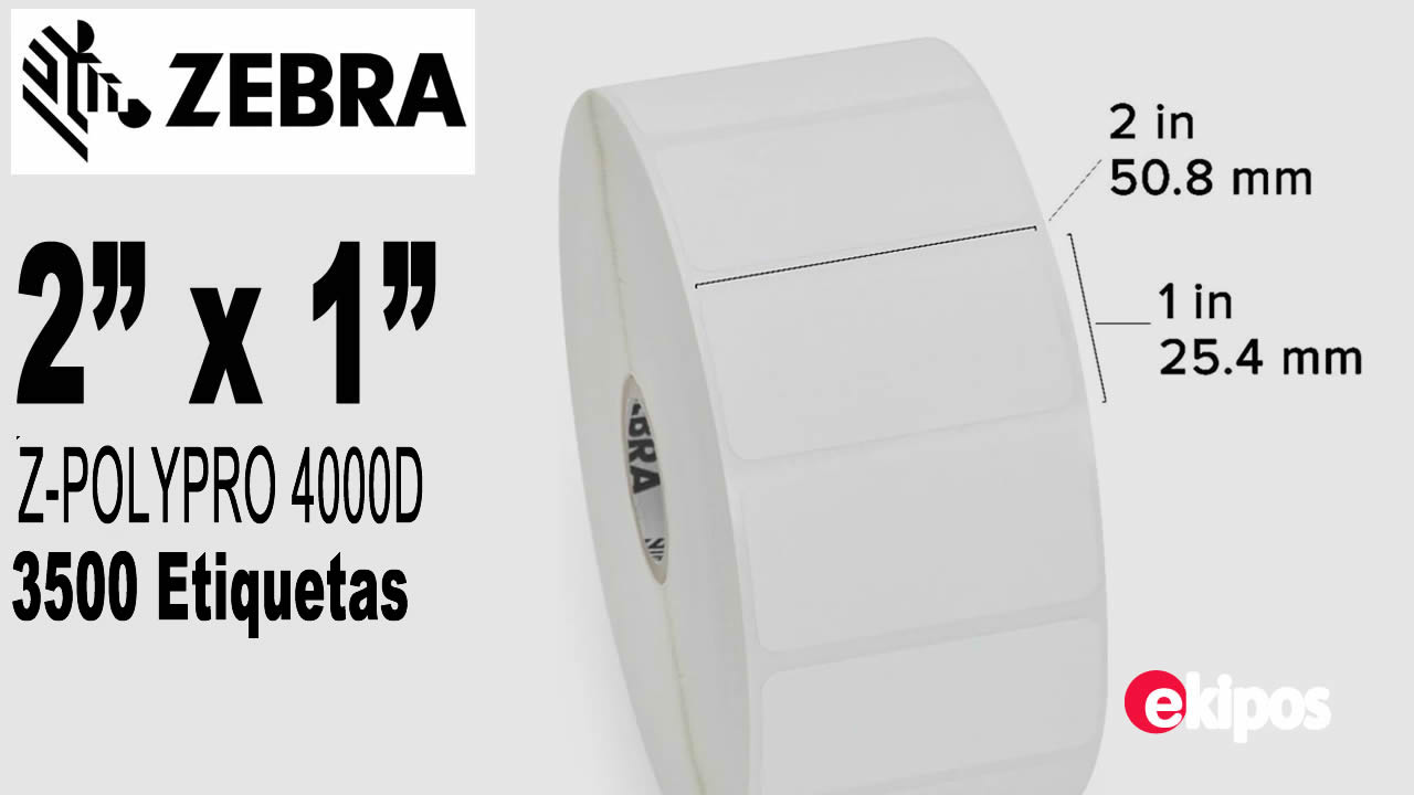 Zebra   Z-PolyPro 4000D 2x1.Pulg   - Rollo de 3500 Eti.          