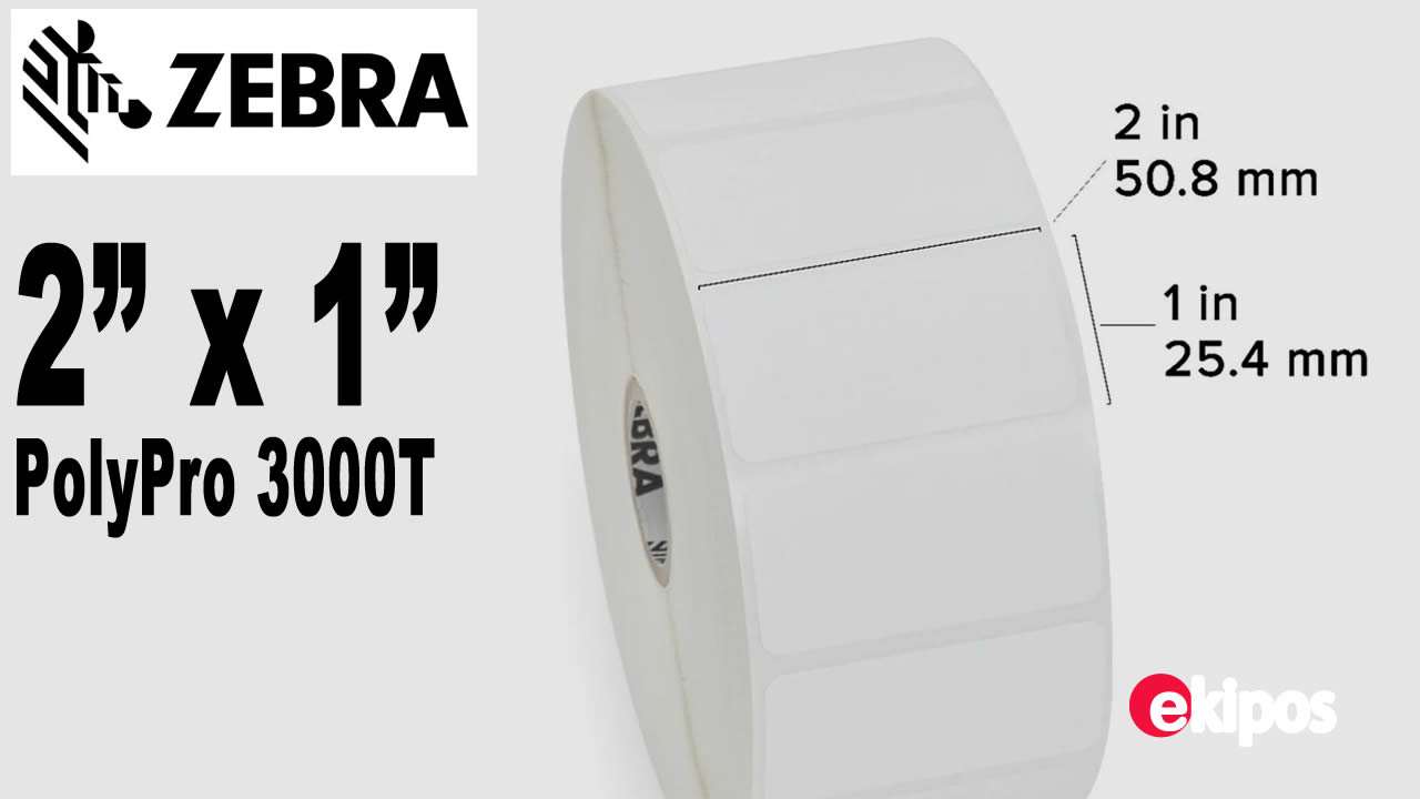 Zebra PolyPro 3000T Etiquetas 2x1 Pulg. -  2100 Unid  V2              